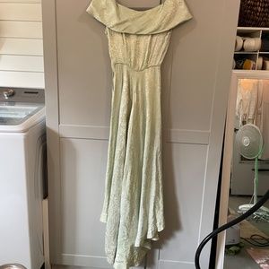 Antique 30s/40s silk jacquard gown XS